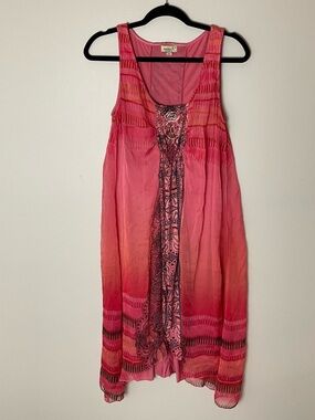 live and let live Orange Pink. Boho Flowy Artsy Festival Tank Dress Size Medium